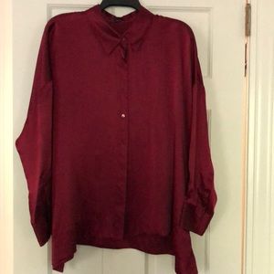 Eileen fisher maroon silk blouse size medium